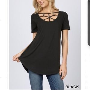 Caged Neck Front Top